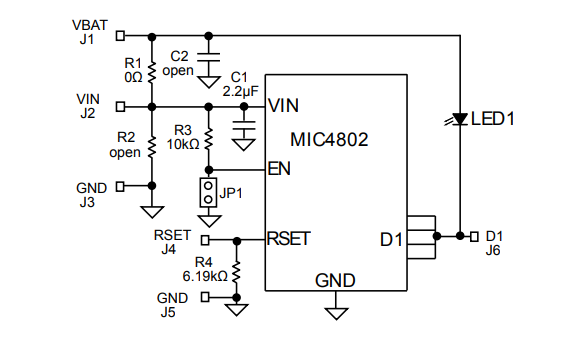 原理图 - Microchip Technology MIC4802 WLED驱动器评估板